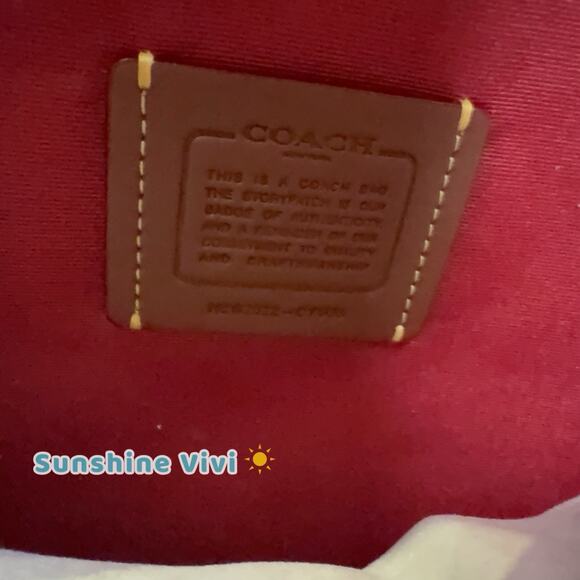 NWT Bundle Coach Maggie Tote Bag Leather CY666 Gold/True Red & Long Charm Chain - Picture 11 of 16